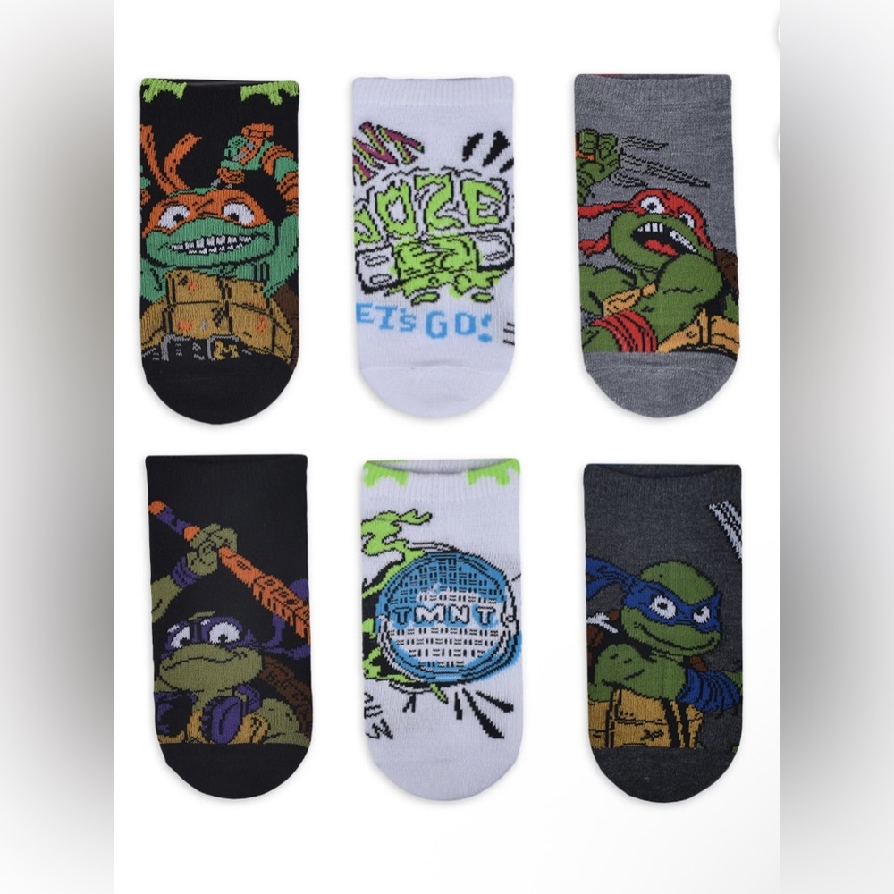 Teenage Mutant Ninja Turtles Boys No-Show Socks 6-Pack Size M